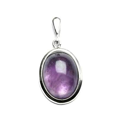 Stříbrný přívěsek, přírodní ametyst, 16 x 12, P 1455