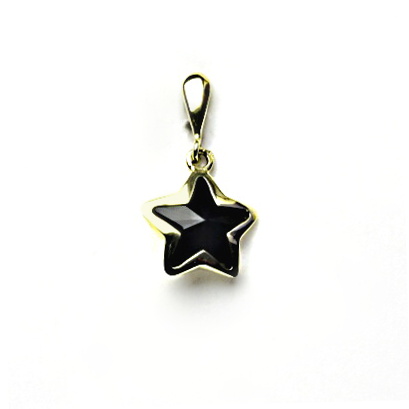Zlatý přívěsek, žluté i bílé zlato ,Swarovski krystal  jet - P 1325/22