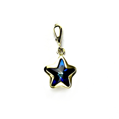 Zlatý přívěsek, žluté i bílé zlato, Swarovski krystal bermuda blue - P 1325/22