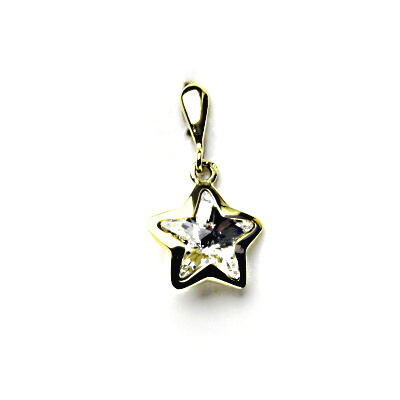 Zlatý přívěsek, žluté i bílé zlato ,Swarovski krystal čirý -  P 1325/22