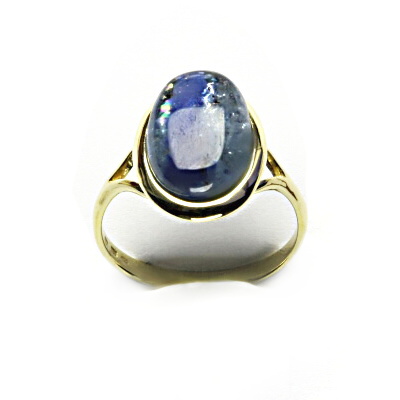 Zlatý prsten, přírodní kyanit, žluté zlato - T 1454 m