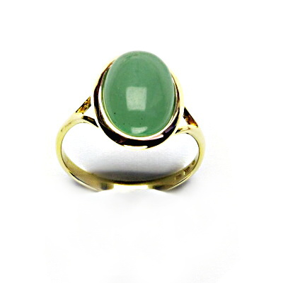 Zlatý prsten, přírodní avanturin, žluté zlato - T 1454 m