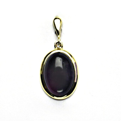 Zlatý přívěsek, přírodní kámen tmavý ametyst, žluté zlato - P 1454/22