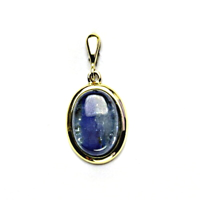 Zlatý přívěsek, přírodní kámen kyanit, žluté zlato - P 1454/22