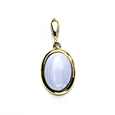 Zlatý přívěsek, přírodní kámen chalcedon, žluté zlato - P 1454/22