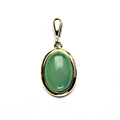 Zlatý přívěsek, přírodní kámen avanturin, žluté zlato - P 1454/22