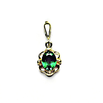 Zlatý přívěsek, zirkon emerald, žluté zlato, P 1140/22
