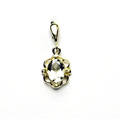 Zlatý přívěsek, přírodní green ametyst, žluté zlato, P 1140/22