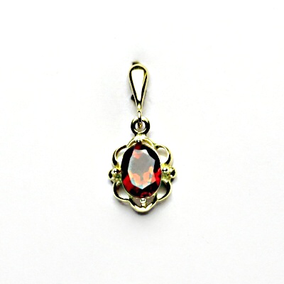 Zlatý přívěsek, přírodní granát, žluté zlato, P 1140/22