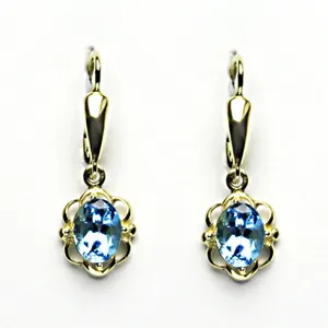 Zlaté náušnice, přírodní topaz swiss, žluté zlato, NK 1140/20