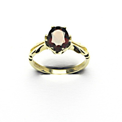 Zlatý prsten, přírodní granát, žluté zlato -  T 1262 