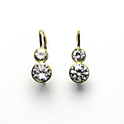 Zlaté náušnice "sněhuláci", žluté i bílé zlato, čiré zirkony - NK 1033