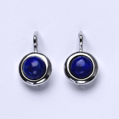 Zlaté náušnice, bílé/žluté zlato, přírodní kámen Lapis lazuli 6 mm , NK 1471 