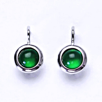 Zlaté náušnice, bílé/žluté zlato, přírodní kámen Green agate 6 mm , NK 1471 