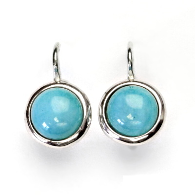 Zlaté náušnice bílé i žluté zlato , přírodní kámen Amazonit  - NK 1503