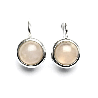 Zlaté náušnice, bílé i žluté zlato , přírodní kámen Růženín - NK 1503