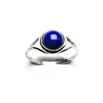 Zlatý prsten, bílé i žluté zlato, přírodní kámen Lapis lazuli 8 mm - T 1503