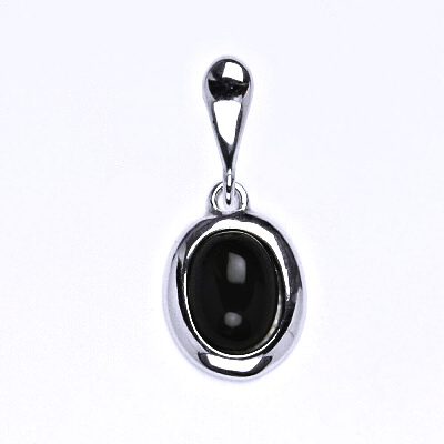 Zlatý přívěsek, přírodní Onyx 8x6 mm , bílé i žluté zlato, - P 1355/22