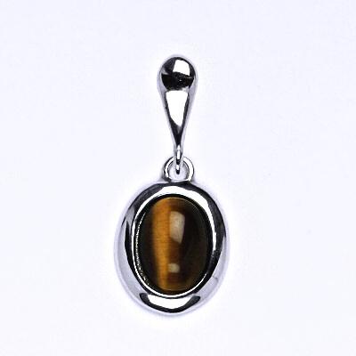 Zlatý přívěsek, přírodní Tygří oko 8x6 mm , bílé i žluté zlato - P 1355/22