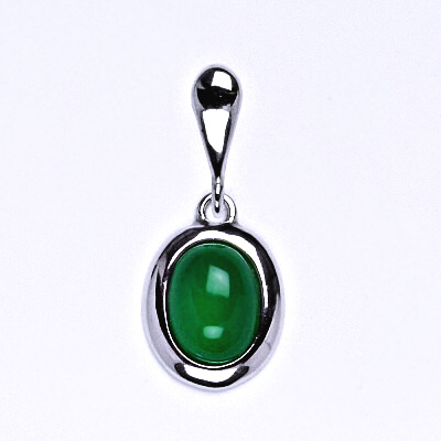 Zlatý přívěsek, přírodní Green agate 8x6 mm , bílé i žluté zlato - P 1355/22