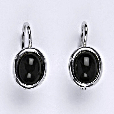 Zlaté náušnice, přírodní Onyx 8x6 mm , bílé i žluté zlato - NK 1355