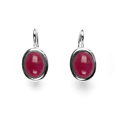 Zlaté náušnice, přírodní Rubín AA+ 8x6 mm , bílé i žluté zlato - NK 1355