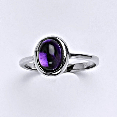 Zlatý prsten, přírodní Ametyst ,bílé i žluté zlato - T 1355