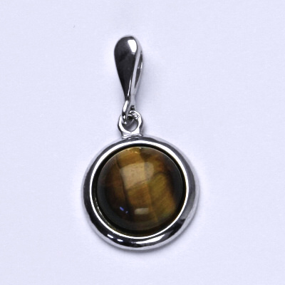 Zlatý přívěsek, bílé i žluté zlato , přírodní kámen Tygří oko - P 1452/22