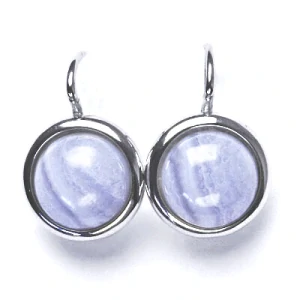Zlaté náušnice, bílé i žluté zlato , přírodní kámen Chalcedon 10 mm - NK 1452