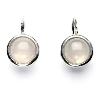 Zlaté náušnice, bílé i žluté zlato , přírodní kámen Růženín 10 mm - NK 1452