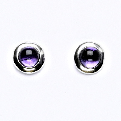 Zlaté náušnice, bílé i žluté zlato, přírodní Ametyst 5 mm  , NŠ 1470