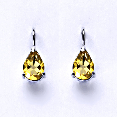 Zlaté náušnice, bílé i žluté zlato, přírodní Citrín 8x6 mm , NK 1361