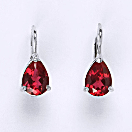 Zlaté náušnice, bílé i žluté zlato, zirkon rubín 8x6 mm , NK 1361