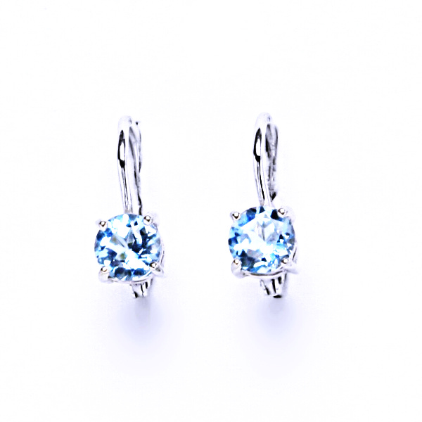 Zlaté náušnice, bílé i žluté zlato, přírodní Topaz swiss 5 mm - NK 1251