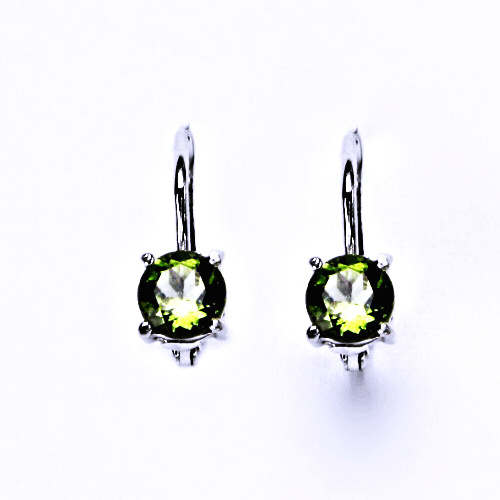 Zlaté náušnice, bílé i žluté zlato, přírodní Vltavín 5 mm - NK 1251