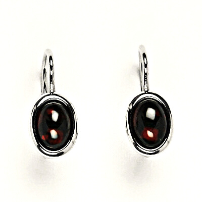 Zlaté náušnice, přírodní Granát 7x5 mm ,bílé i žluté zlato NK 1354