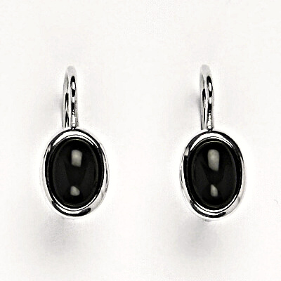 Zlaté náušnice, přírodní Onyx 7x5 mm ,bílé i žluté zlato NK 1354