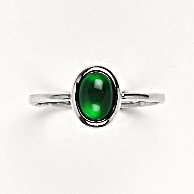 Stříbrný prsten přírodní kámen Green agate 7 x 5 mm, T 1354