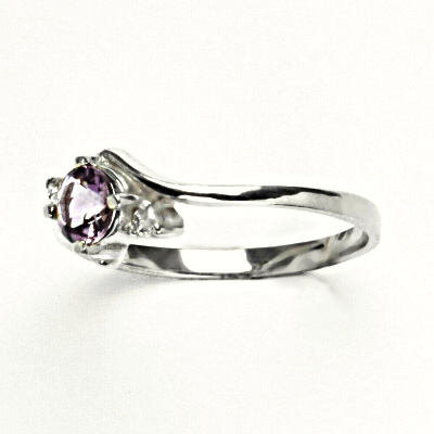 Zlatý prsten přírodní ametyst sv. 5 mm , bílé i žluté zlato - T 1164