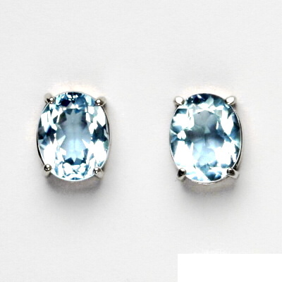 Zlaté náušnice, bílé i žluté zlato, přírodní topaz sky 9x7 mm, NŠ 1244