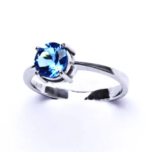 Zlatý prsten, bílé i žluté zlato, přírodní Topaz swiss 8 mm - T 1357