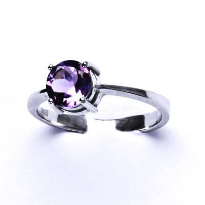 Zlatý prsten, bílé i žluté zlato, přírodní Ametyst světlý 8 mm - T 1357