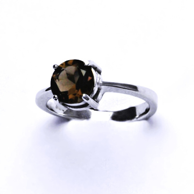 Zlatý prsten, bílé i žluté zlato, přírodní Záhněda 8 mm - T 1357