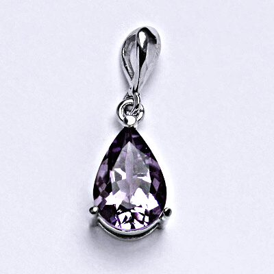 Zlatý přívěsek slza , přírodní kámen ametyst světlý , bílé i žluté zlato - P 1360/22