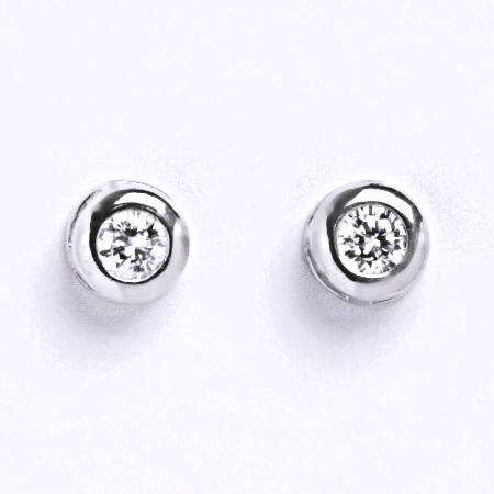 Zlaté náušnice čirý zirkon , bílé zlato - NŠ 1003