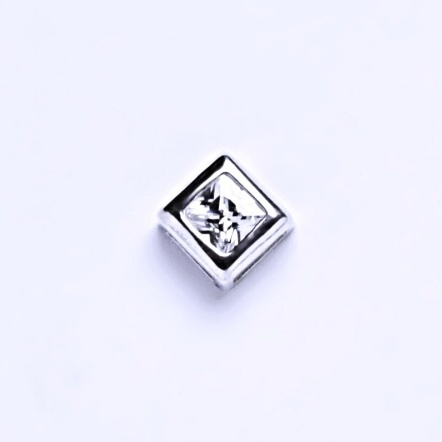 Zlatý přívěsek , bílé zlato, čirý zirkon čtverec - P 1030