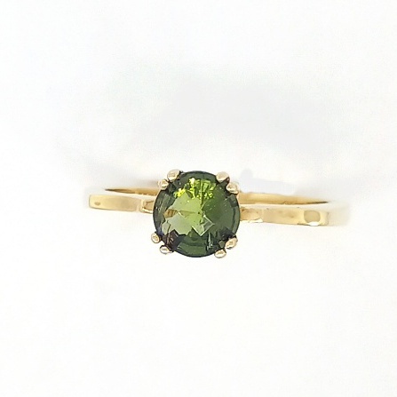Zlatý prsten, přírodní vltavín, žluté zlato - 2,43 g