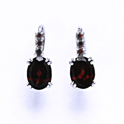 Zlaté náušnice, bílé i žluté zlato, přírodní granáty - VE 8