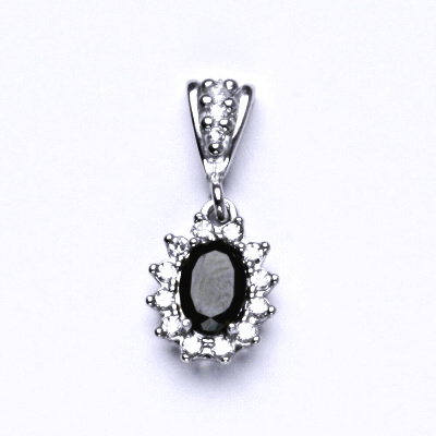 Zlatý přívěsek Kate,přírodní spinel černý (pleonast) , bílé zlato, přívěšek ze zlata, šperky s ametystem, P 1480/2 