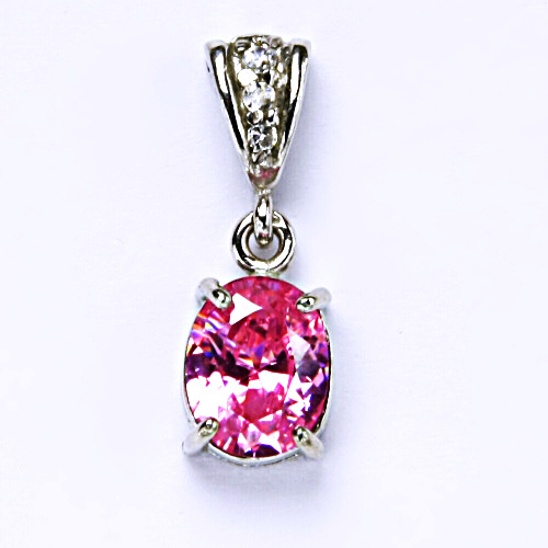 Zlatý přívěsek, pink zirkon, bílé i žluté zlato, přívěsek ze zlata, P 1242/2